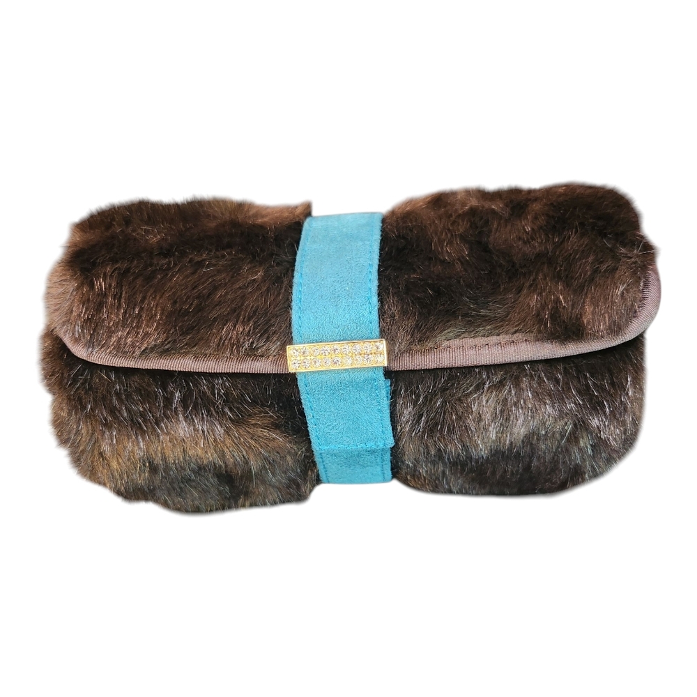 ***Stephanie Johnson Vintage Luxurious Faux Fur Travel-Cosmetic Bag